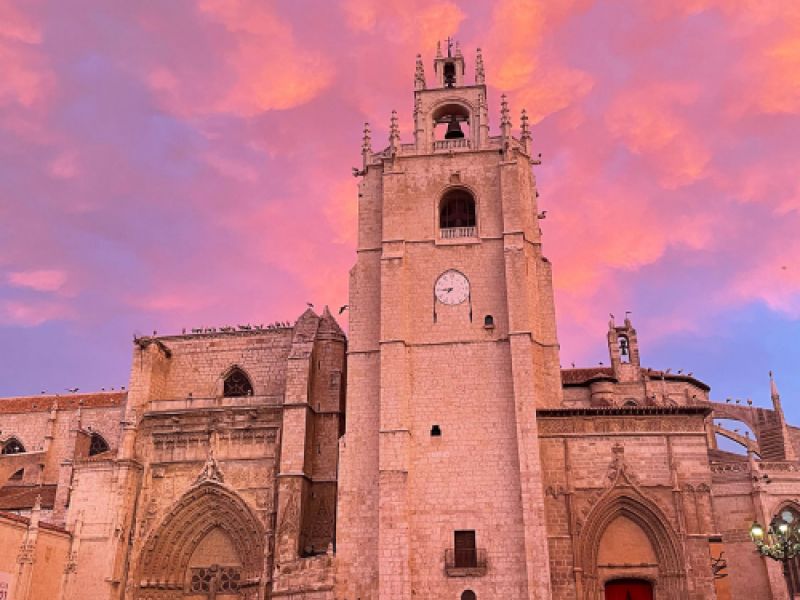 Imagen de la catedral de Palencia al atardecer